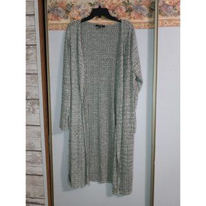 Impulsive 3X Green Grey Midi Lightweight Open Casual Comfort Knit Cardigan